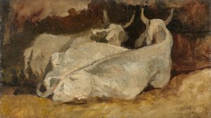 横になっている牛 作： Giovanni Fattori
